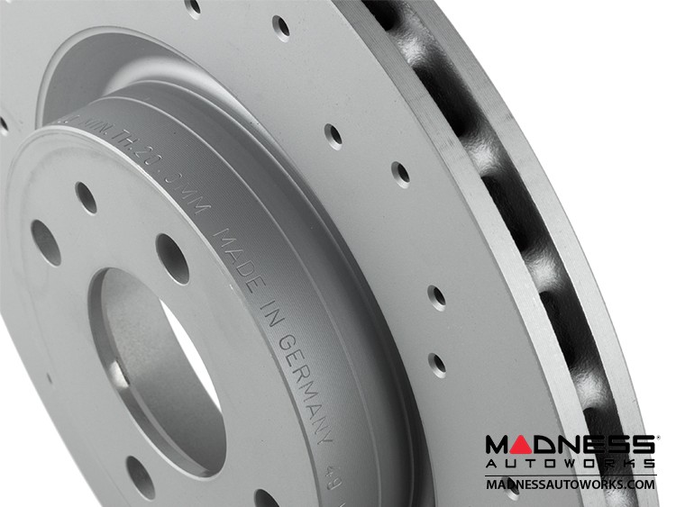 FIAT 500 Brake Rotors Sport Cross Drilled by Zimmermann Front